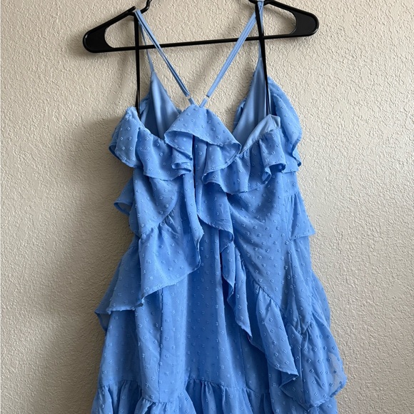 Blue Ruffled Mini Dress - Picture 6 of 8